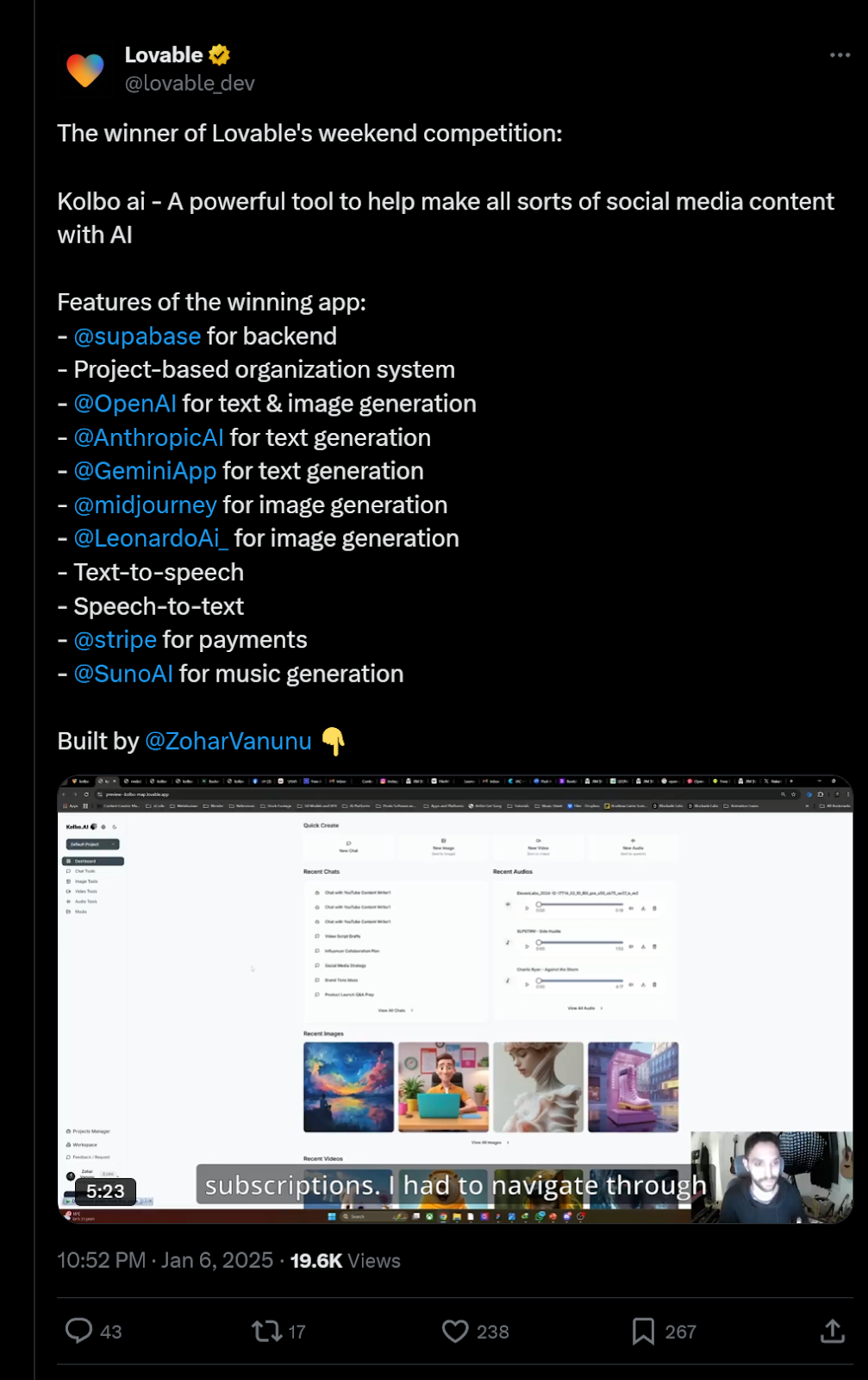 Lovable Hackathon winner
